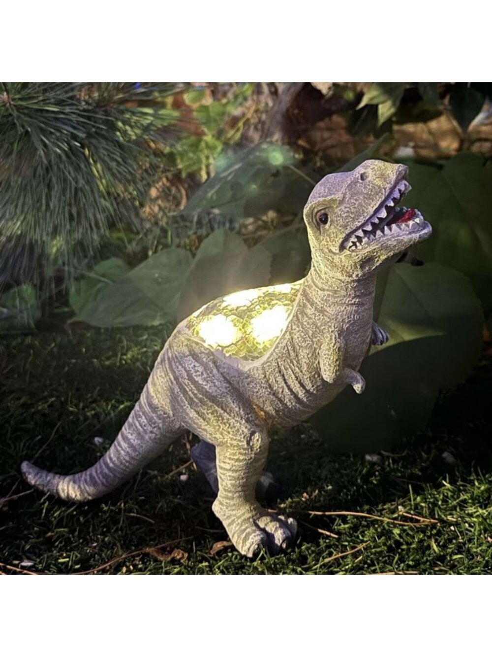 Outdoor Solar Dinosaur Statue - Unique Garden Decor with LED Lights for Patio